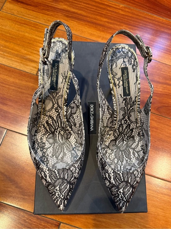 Dolce & Gabbana Shoes - Dolce & Gabbana Black Lace Slingback Pointed-Toe Heels + Dust Bag + Box